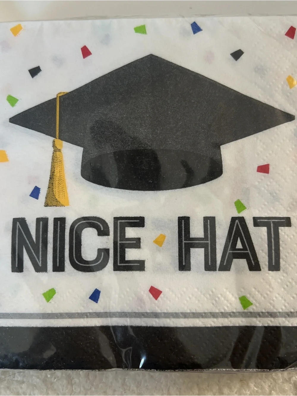 🎓 Graduation Party NAPKINS “Nice Hat” Black/Multicolored 16/pkg bundle w/plates